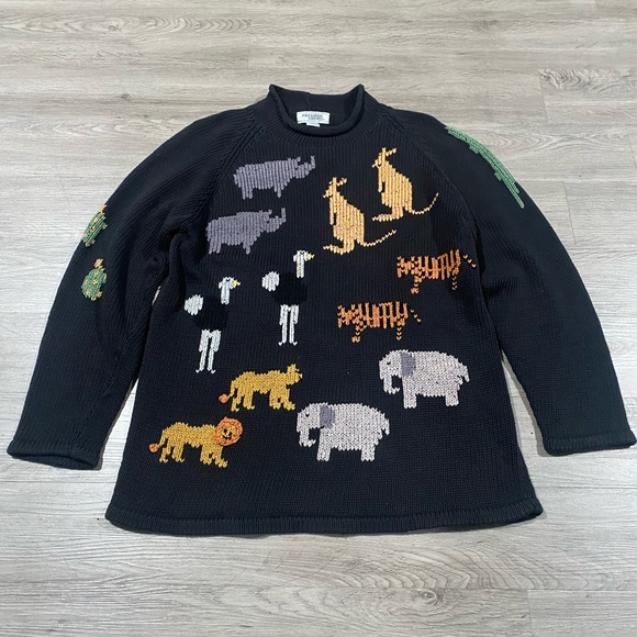 Vintage Richard’s & Jones Noah’s Ark‎ Handknit Sweater Ugly Christmas Biblical - Picture 3 of 8